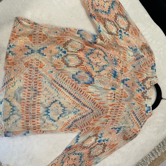 Anthropologie Dolan Mesilla Peasant Aztec Print Blouse Size M Colorful Boho - Picture 5 of 7